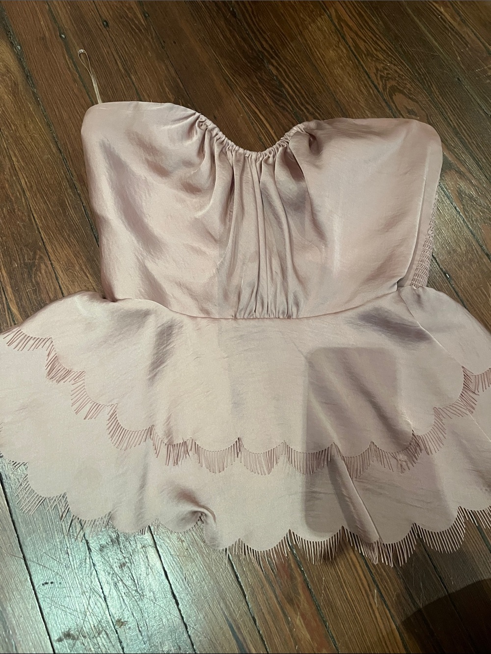 Rebecca Taylor Blush Pink Scalloped Peplum Strapless Top - Picture 1 of 3